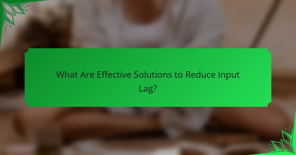 What Are Effective Solutions to Reduce Input Lag?